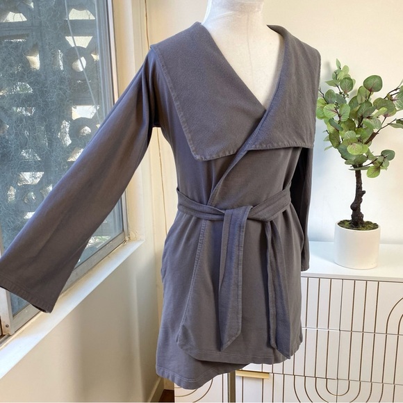 By Anthropologie Undrest Hooded Wrap Robe / Cardigan Grey, Made in USA, Size S - Picture 2 of 9